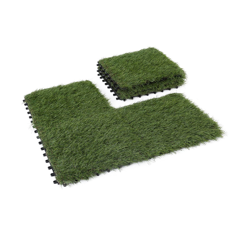 GOLDEN MOON Self Draining Interlocking Artificial Grass Tile Mat