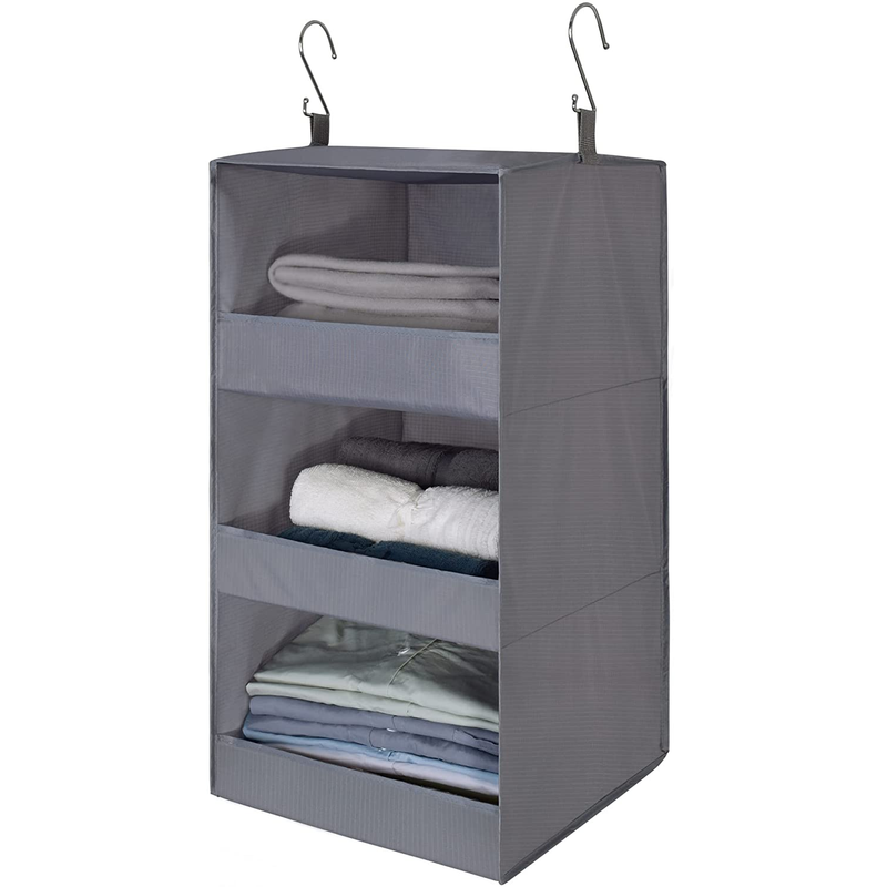 GRANNY SAYS 3 Shelf Hanging Closet Organizer Collapsible Hanging Shelves for Closet