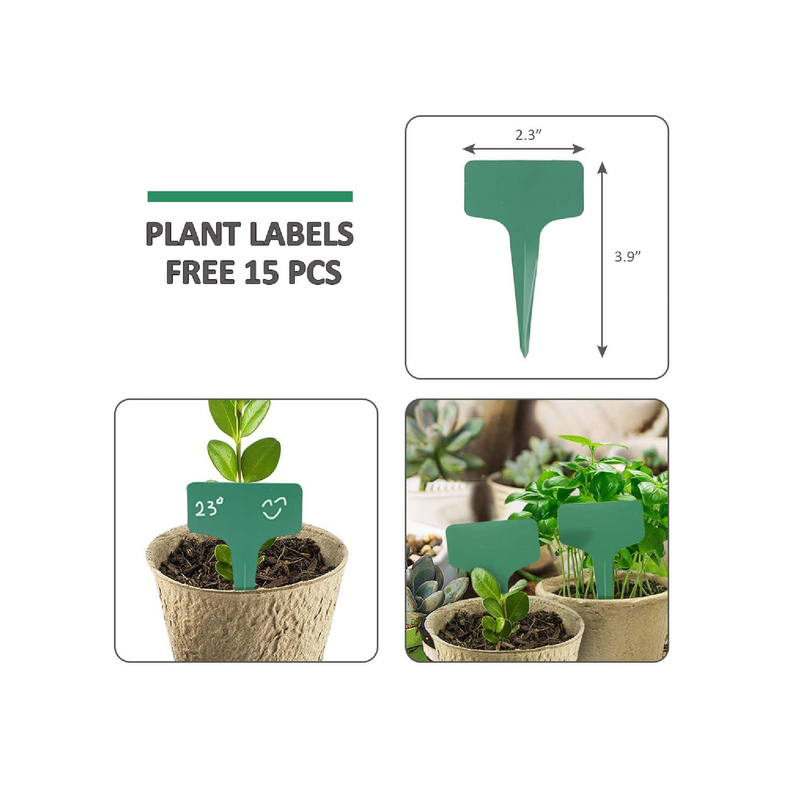 GROWNEER Peat Pots Seed Starting Trays| 120 Cell Biodegradable Seedling Pots Germination Trays | 15 Piece Kit | 12 Packs