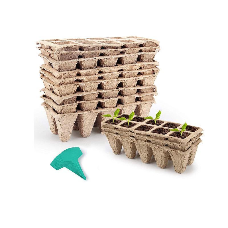 GROWNEER Peat Pots Seed Starting Trays| 120 Cell Biodegradable Seedling Pots Germination Trays | 15 Piece Kit | 12 Packs