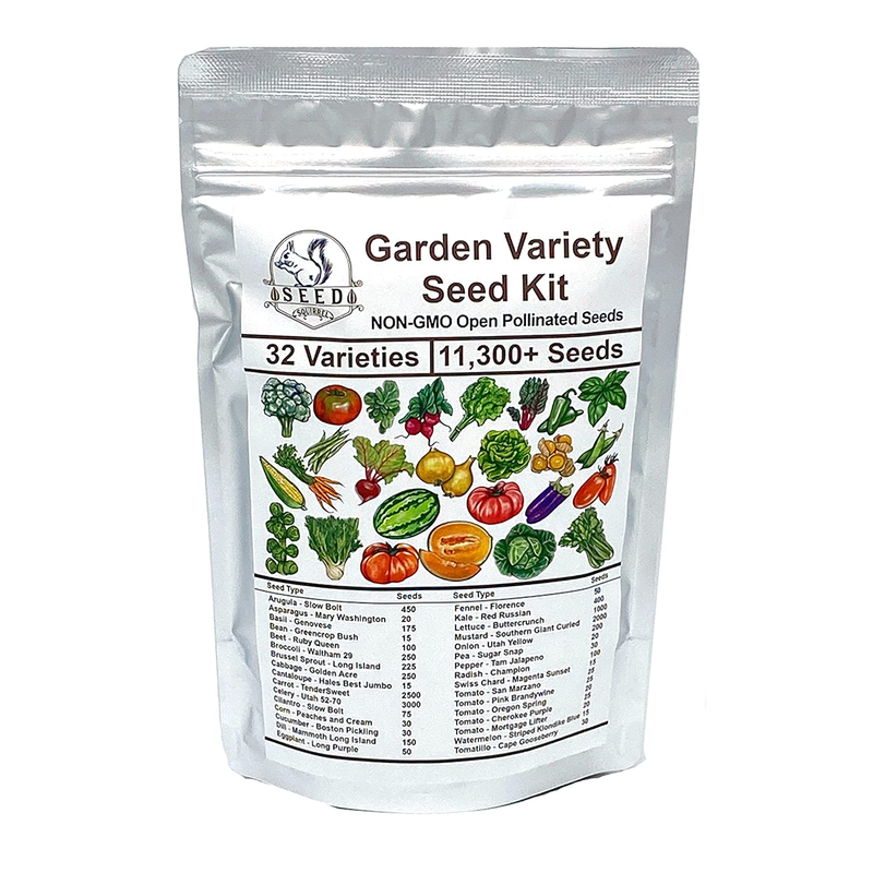 Garden Seed Variety Kit | 32 Varieties | 11,300+ Non-GMO Open Pollinated Seeds