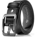 Genuine Leather Casual Dress Belt for Mens | with Classic Single Prong Buckle | Ash Black