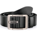 Genuine Leather Casual Dress Belt for Mens | with Classic Single Prong Buckle | Black Plus