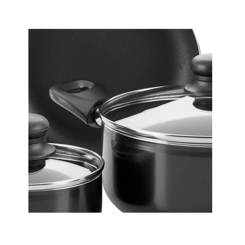 Gibson Home Back to Basics Nonstick Aluminum Cookware Set, 59-Piece, Black
