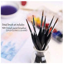 Golden Detail Paint Brush Set 10 Miniature Brushes for Fine Detail and Art Painting