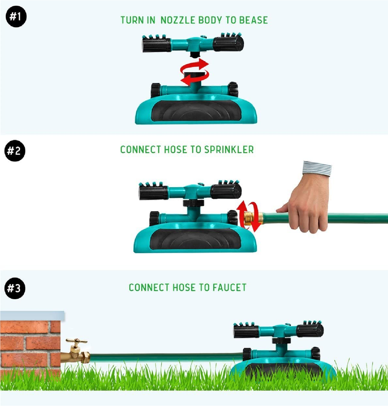 GrowGreen Patio Sprinklers | Rotating Lawn Sprinkler