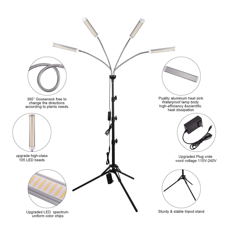 Grow Lights for Indoor Plants Lxyoug | Full Spectrum with 60" Extendable Tripod Stand | 420 LEDs