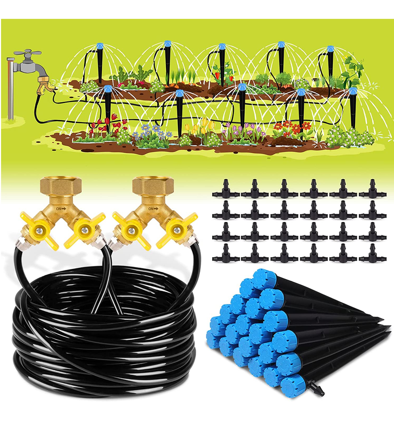 HIRALIY 98Ft Drip Irrigation Kit For Garden Irrigation System