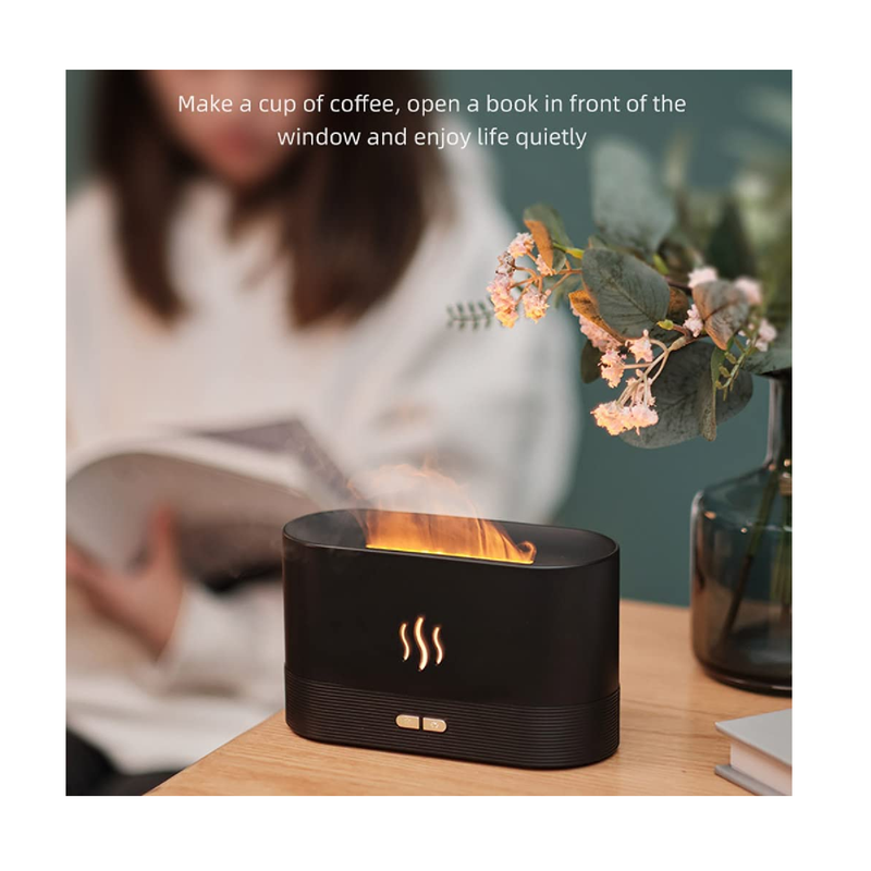 HITUGU Flame Air Diffuser | Ultra-Silent Cool Mist Humidifier with Waterless Auto-Off Protection Aroma Diffuser 