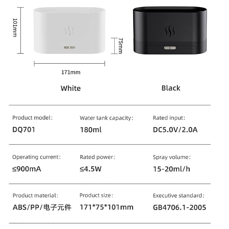 HITUGU Flame Air Diffuser | Ultra-Silent Cool Mist Humidifier with Waterless Auto-Off Protection Aroma Diffuser 