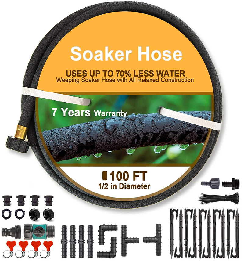 HZGREEN 100Ft Soaker Hose For Garden Bed Irrigation