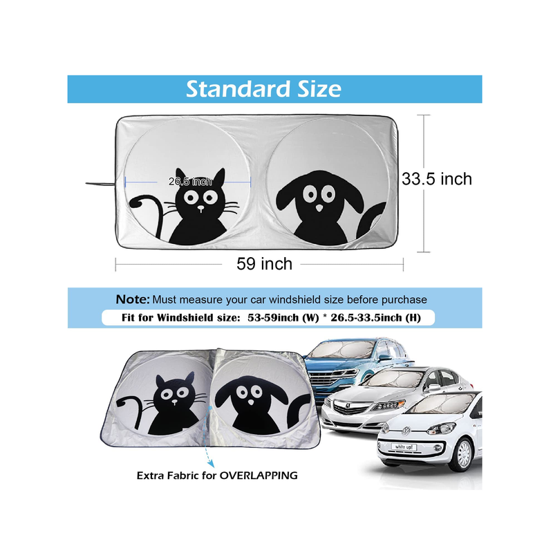 IC ICLOVER Mascot Design Car Windshield Sunshade | Dog & Cat