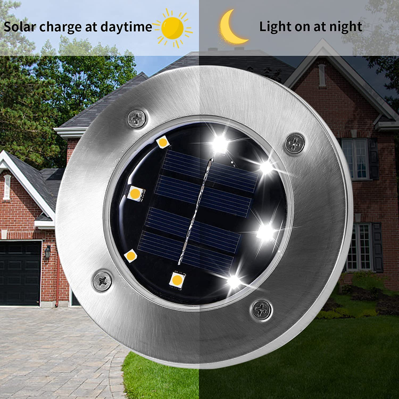 INCX Solar In Ground Lights 12 Packs 8 LED Solar Garden Lights