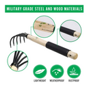 Iggro Garden Rake with Ergonomic Wooden Handle for Firm Grip