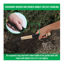 Iggro Garden Rake with Ergonomic Wooden Handle for Firm Grip