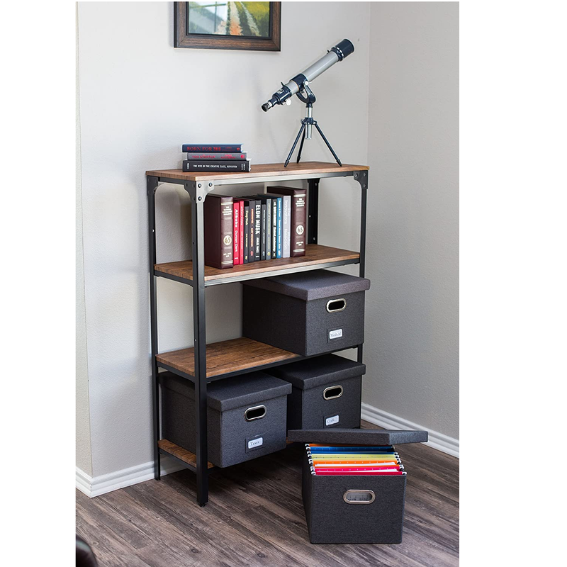 Internet Best Foldable File Storage Organizer with Lid Linen Decorative Box for Office Filing and Storage