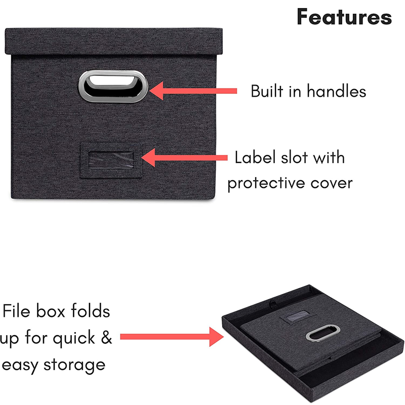 Internet Best Foldable File Storage Organizer with Lid Linen Decorative Box for Office Filing and Storage