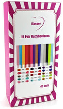 Isusser | 15 Pairs 45" Flat Coloured Athletic Shoe Laces 