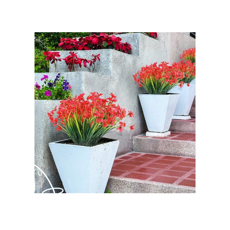 JEMONG Artificial Flowers UV Resistant Outdoor | Do Not Fade | Imitation Plants | Garden| Porch| Window| Decorative Box 12 Packs