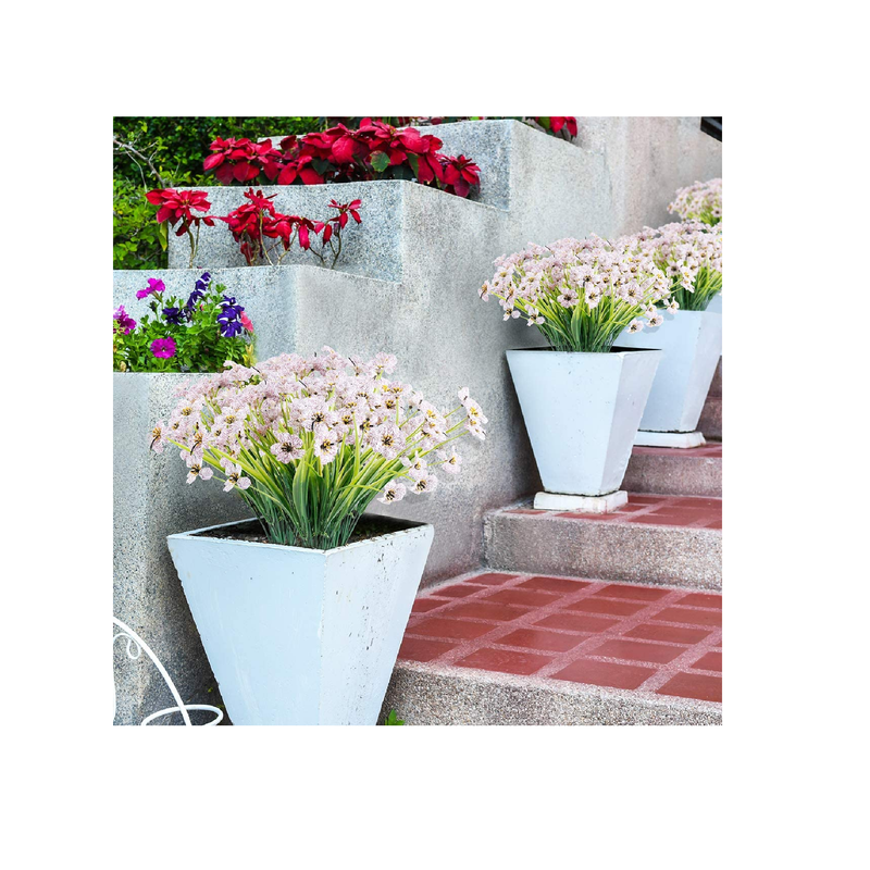 JEMONG Artificial Flowers UV Resistant Outdoor | Do Not Fade | Imitation Plants | Garden| Porch| Window| Decorative Box 12 Packs