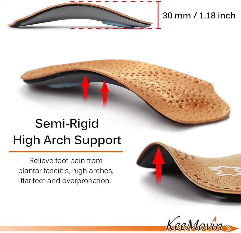 Orthotic Inserts 3/4 Length, Half Plantar Fasciitis Support with Metatarsal Pad Heel Cushion, Light Leather Foot Shoe Insoles for Women and Men, High Arch Support for Flat Feet Walking Exercising, XXL