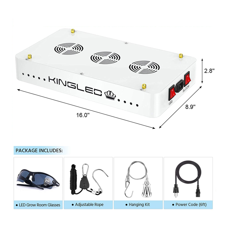 KingLED Newest LED Grow Lights with LM301B LEDs and 10x Optical Condenser 4x4 | Full Spectrum Grow Lights