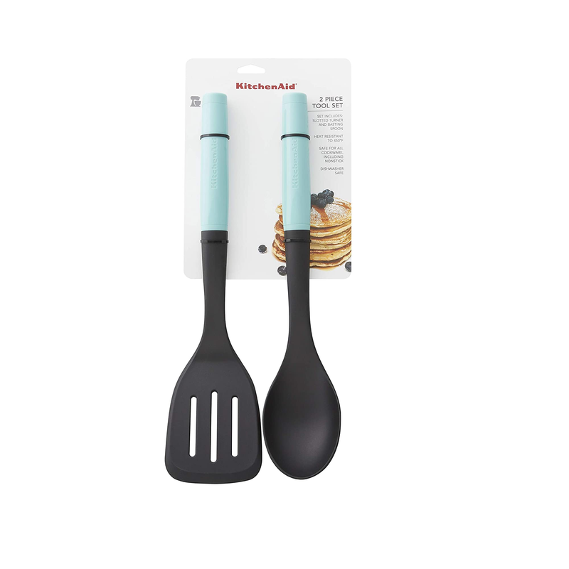KITCHEN AID 2 Piece Tool Set Short Turner And Slotted Spoon (Black