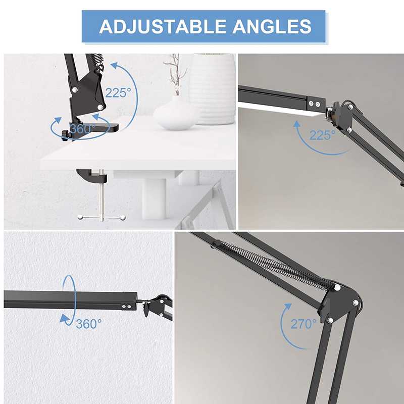 LED Desk Lamp with Clamp Adjustable Desk Light 10 Level Dimmer