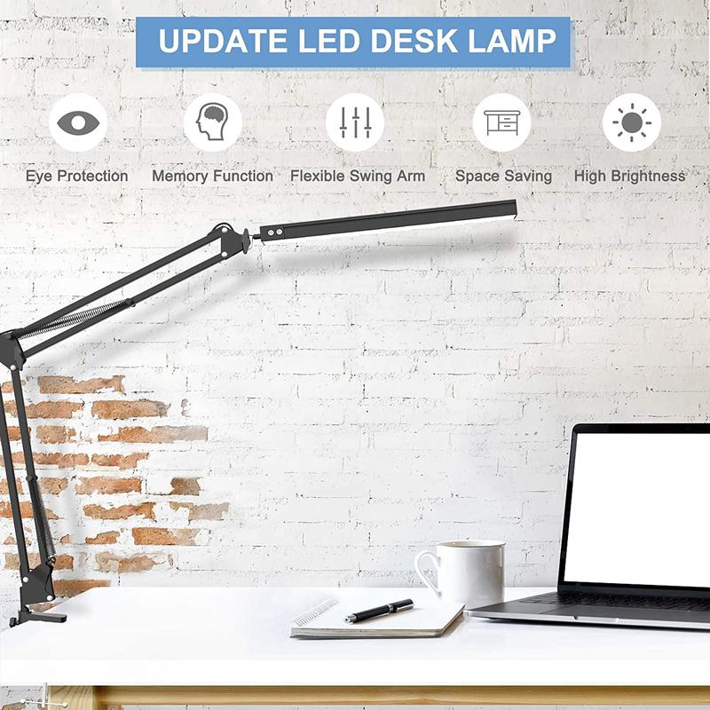 LED Desk Lamp with Clamp Adjustable Desk Light 10 Level Dimmer