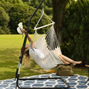 Lazy Daze Hammocks Hanging Rope Hammock Chair Swing Seat with Two Seat Cushions and Carrying Bag, Weight Capacity 300 Lbs Natural