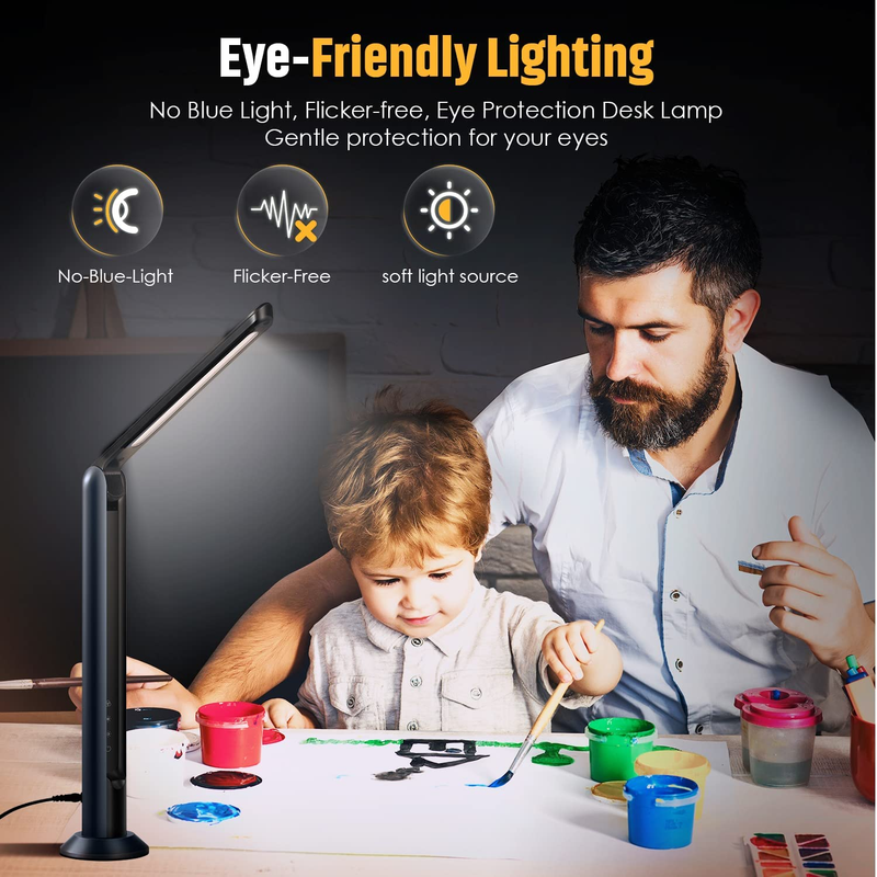 MAGCHARM Modern LED Desk Lamp Eye Care Table Lamp with 16 Lighting Modes
