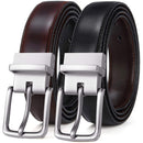 Mens Bulliant Leather Reversible Belt 1.25" Dress Casual | One Reverse For 2 |  Black/Antique Coffee1033
