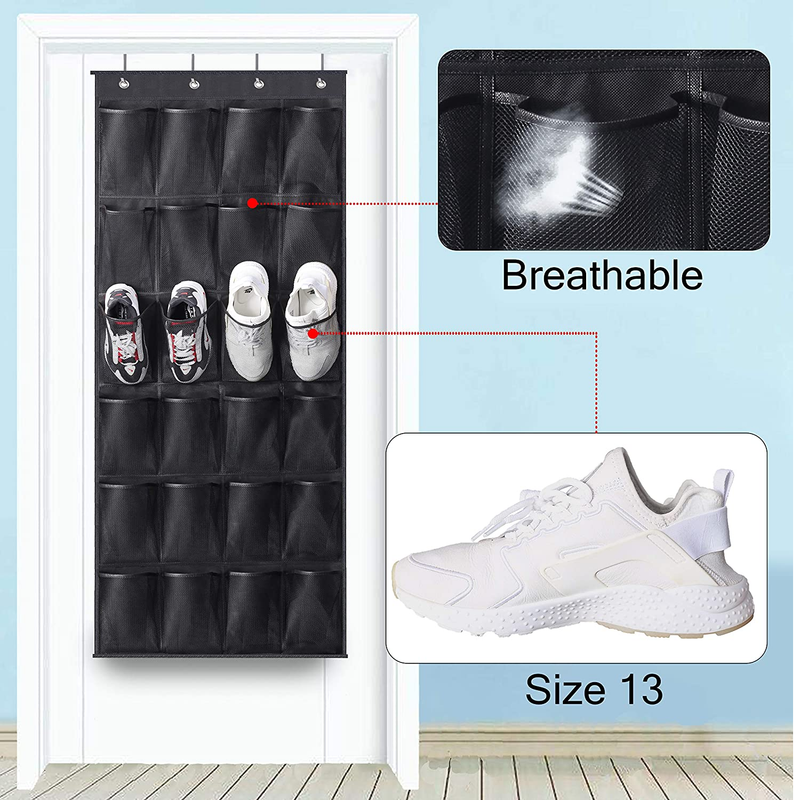 MISSLO Over The Door Shoe Rack 24 Large Mesh Pockets