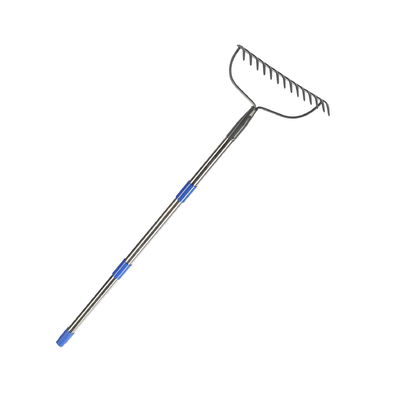 MIYA Garden Rake Heavy Duty Bow Rake with 60" Stainless Steel Handle Metal Rake for Lawn with 14 Tines