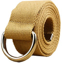 Maikun | Mens & Womens Canvas | Belt with Black D-ring | Color Silver Buckle+khaki