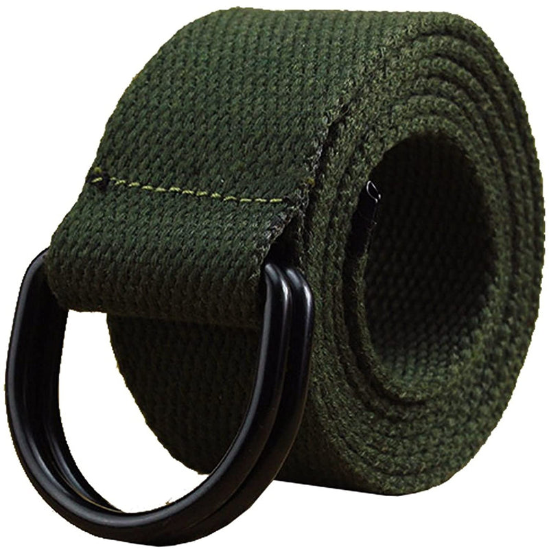 Maikun | Mens & Womens Canvas | Belt with Black D-ring | Color Black Buckle+army Green