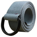 Maikun | Mens & Womens Canvas | Belt with Black D-ring | Color Black Buckle+light Grey