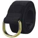 Maikun | Mens & Womens Canvas | Belt with Black D-ring | Color Gold Buckle+black