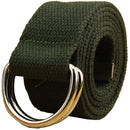 Maikun | Mens & Womens Canvas | Belt with Black D-ring | Color Silver Buckle+army Green