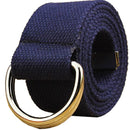 Maikun | Mens & Womens Canvas | Belt with Black D-ring | Color Silver Buckle+dark Blue