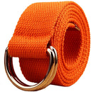 Maikun | Mens & Womens Canvas | Belt with Black D-ring | Color Silver Buckle+orange