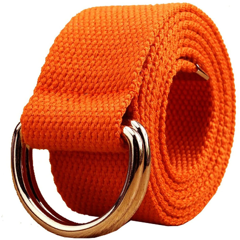 Maikun | Mens & Womens Canvas | Belt with Black D-ring | Color Silver  Buckle+orange
