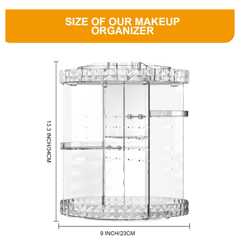 Makeup Organizer 360 Degree Rotating 7 Adjustable Layers Large Capacity