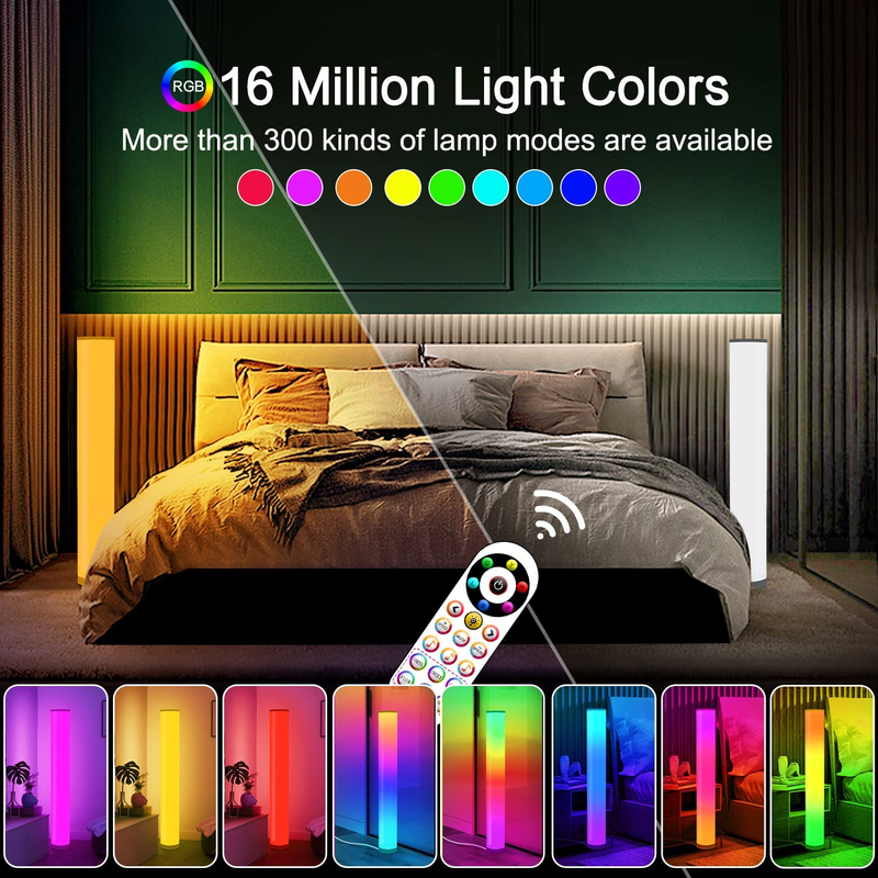 Marlrin Set of 2 RGB Corner Floor Lamps for Living Room Smart Music Sync App