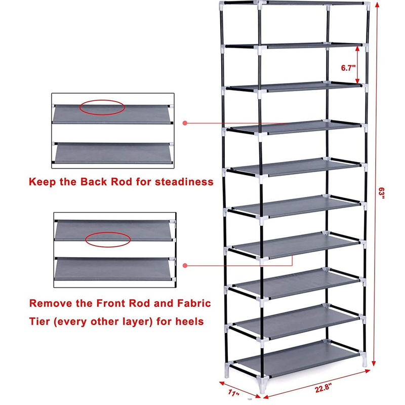 Mekek 9 Tier Shoe Cabinet with Dustproof Cover