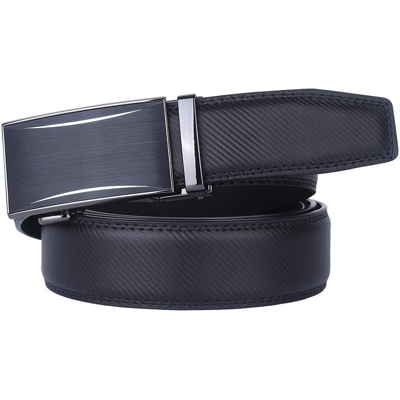 Men's Real Leather Ratchet | Dress Belt with Automatic Buckle |Elegant Gift Box | Black Style1