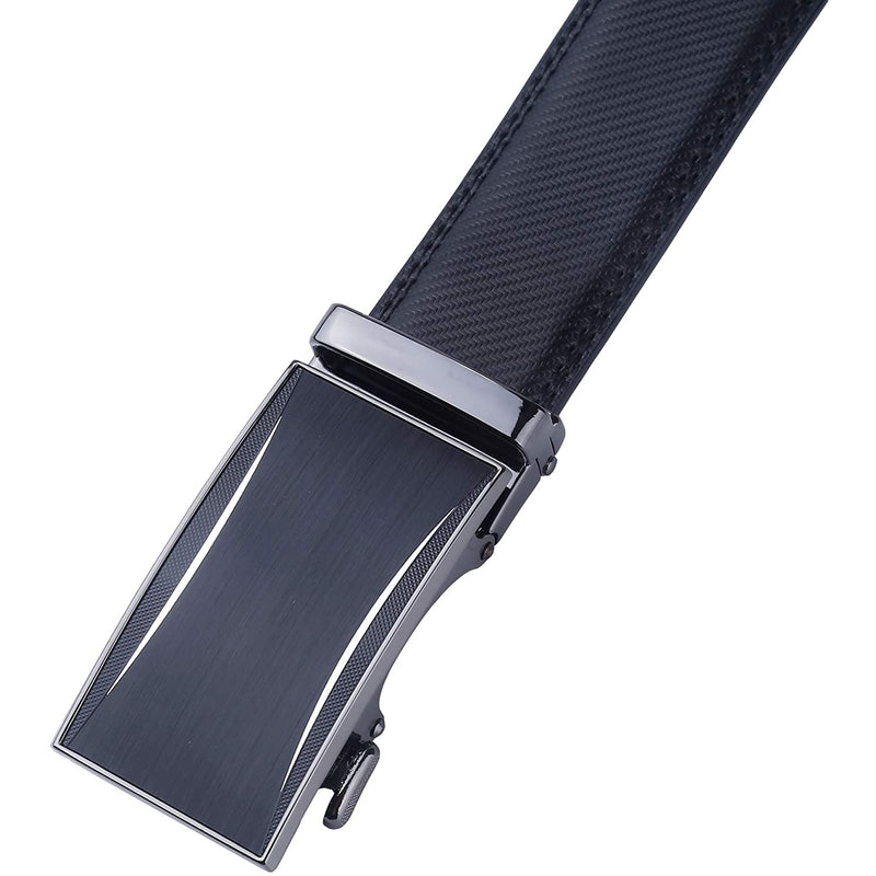 Men's Real Leather Ratchet | Dress Belt with Automatic Buckle |Elegant Gift Box | Black Style1