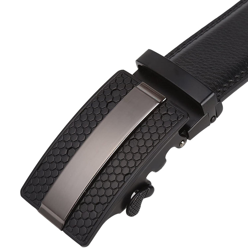 Men's Real Leather Ratchet | Dress Belt with Automatic Buckle |Elegant Gift Box | Black Style14