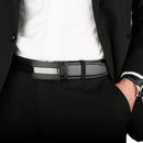 Men's Real Leather Ratchet | Dress Belt with Automatic Buckle |Elegant Gift Box | Black Style14