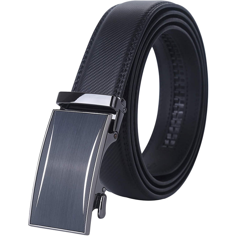 Men's Real Leather Ratchet | Dress Belt with Automatic Buckle |Elegant Gift Box | Black Style1